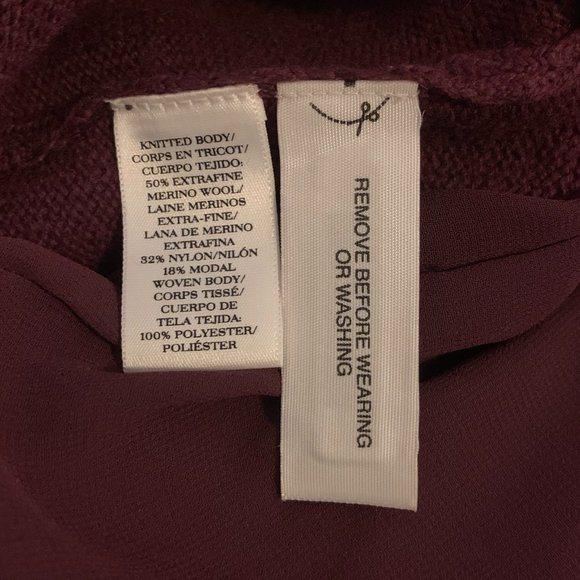 Ann Taylor Eggplant color Layered Sweater with Chiffon Liner - Picture 6 of 9